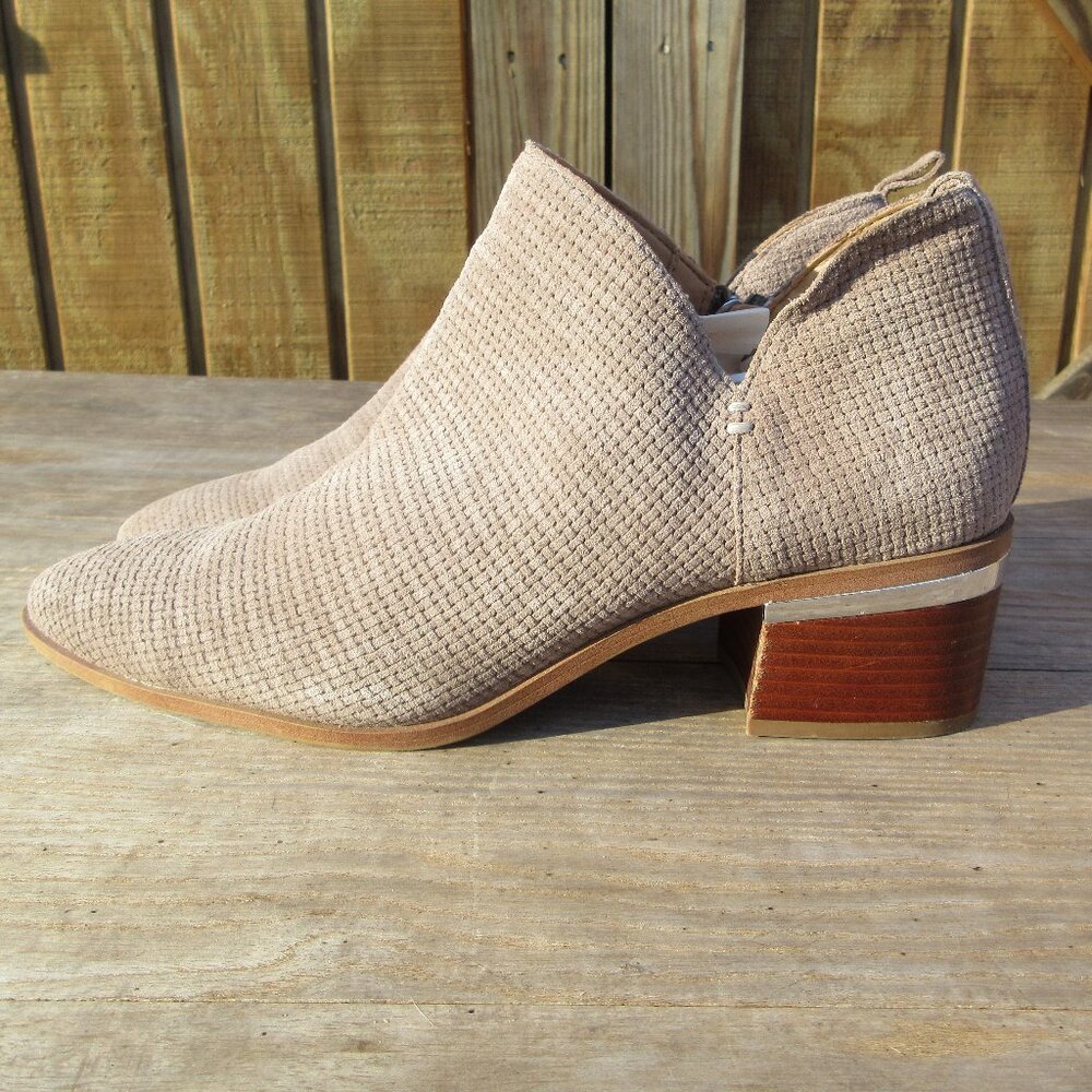 Franco Sarto Women's Ankle Boots Block Heel Suede Leather Perforated Size 11